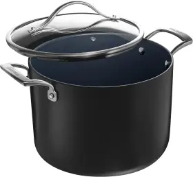 Fllt-sp08 Guy Fieris Flavortown Laser Titanium 8-quart Stock Pot With Lid Nonstick Oven Safe Durable