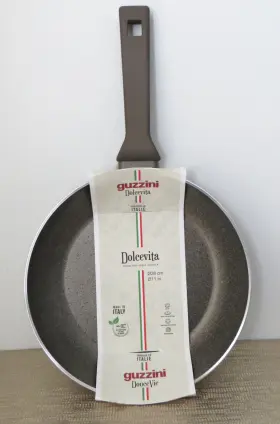 22617 Guzzini Dolcevita 11 Inch 28 Cm Fry Pan Made In Italy Taupe Brown Non Stick New
