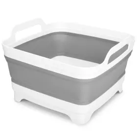 H&e 601549132469 Collapsible Dish Tub With Drain Plug Large Silicone Kitchen Washing Basin