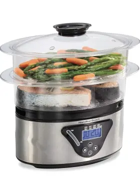 Hamilton Beach 040094922987 Digital Electric Food Steamer Rice Cooker Black And Stainless S