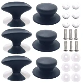Hahe004 Hanyhere Universal Pot Lid Knob Grip Handle - Set Of 6 Black Caps For Easy Handling