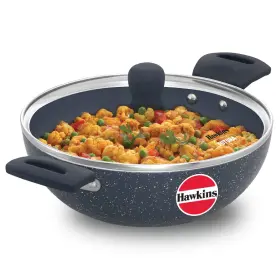 Ick25g Hawkins Ceramic Nonstick 2.5 Litre Deep Kadhai Lid Granite Kadai