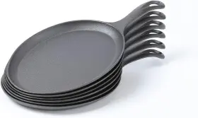 Hawok 786899988369 Cast Iron Fajita Plate Sizzler Pan Pre-seasoned Skillet Set Of 6