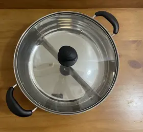 Fp014 Hcx 32 Cm Stainless Steel Shabu Dual Sided Cooking Soup Hot Pot With Lid Euc