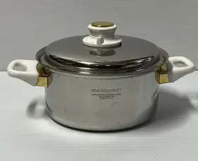 813-885-5244 Health Craft Double Handle 3 Quart Sauce Pan With Vented Lid White Usa 8 1/2 Inch