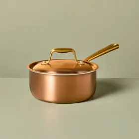 94405927 Hearth & Hand With Magnolia 2.1 Quart 7 Inch 2pc Stainless Steel Sauce Pan Copper - And