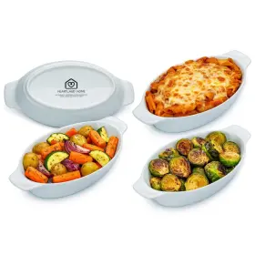 B094f1m63h Heartland Home 4pc Porcelain Mini Casserole Oval Au Gratin Dish Set Baking Servi