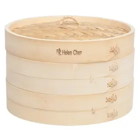 Helens Asian Kitchen 696750521959 Food Steamer With Lid - 100% Natural Basket Steamers For Cooking Dumplings