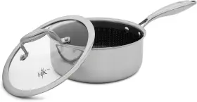 Hells Kitchen 811894031717 Hybrid 2.5 Quart Saucepan And Lid Stainless Steel Non Stick Excellent