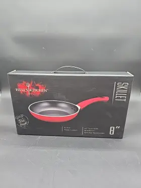 Hk-225-rd Hells Kitchen 8 Inch Skillet Non-stick Aluminum Soft Touch Handle Spiral Bottom