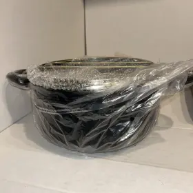Hk-307 Hells Kitchen 6 Quart Stockpot With Glass Lid Non-stick Aluminum Soft Touch Handle