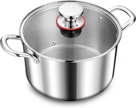 Reasl52 Herogo 7.3 Quart Stock Pot 18/10 Stainless Steel Cooking Quarts Silver