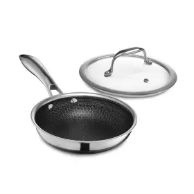 Hexclad 810140340016 Hybrid Nonstick 7-inch Fry Pan With Tempered Glass Lid Stay-cool Handle Dishw