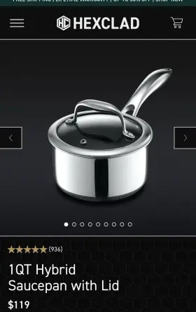 Hexclad 859006007540 Hybrid Nonstick Saucepan 1-quart With Tempered Glass Lid Stay-cool Handle