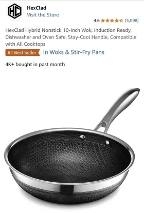 Hexclad 859006007717 Hybrid Nonstick 10-inch Wok Dishwasher And Oven Safe New
