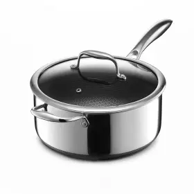Hexclad 859006007816 Hybrid Nonstick 5-quart Saucepan With Tempered Glass Lid Stay-cool Handle D