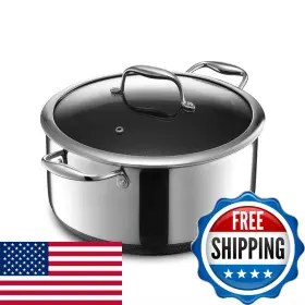 Hexclad B0bktpylkt Hybrid Nonstick 8-quart Stockpot Tempered Glass Lid Stay-cool Handles