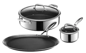Cwpp05-st-c Hexclad 5-piece Hybrid Stainless Steel Cookware Set 12 Inch Griddle Saute- Ends 4/10