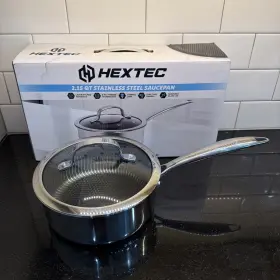 Hextec Hx-215sauce 2.15 Quart 3 Ply Hybrid Tempered Glass Lid Stainless Steel Saucepan