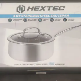 Hx-3sauce Hextec 3 Quart Stainless Steel Nonstick Saucepan With Glass Lid 500 F Hx-3sauce Hextec 3 Quart Stainless Steel Nonstick Saucepan With Glass Lid 500 F