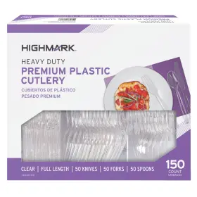 3585490691 Highmark Heavy-duty Plastic Cutlery Premium Clear Pack Of 150 Utensils