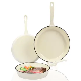 Hisencn B0d75sxwc8 Enameled Cast Iron Skillet Set - 3-piece Fry Pans 89.511