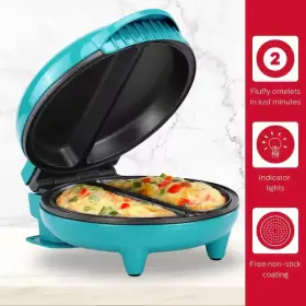 Holstein Housewares 813966024849 4-egg Teal And Stainless Steel 2-section Omelets Maker-teal