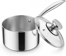 Homikit 445044889861 1 Quart Saucepan Tri-ply Stainless Steel Sauce Pan With Lid Small