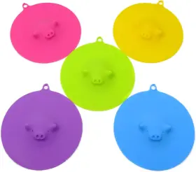 Bottle-pourers-withcap-6 Honbay 445019230254 5pcs 13cm/5.12inch Cute Swimming Piggy Anti-dust Silicone Cup Lids Mug Co