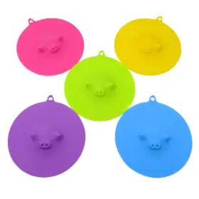 Honbay 957316646719 5pcs 13cm/5.12inch Cute Swimming Piggy Anti-dust Silicone Cup Lids Mug Cover