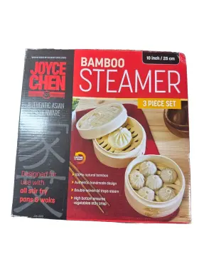 J26-0013 Honey-can-do Joyce Chen 2-tier Bamboo Steamer Baskets 10-inch