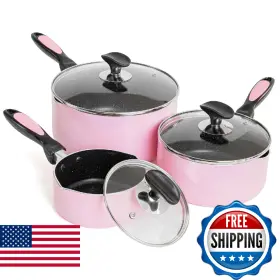 B0fgbvb7fy Hoojay Nonstick Saucepan Set With Lid 1 Quart 2 3 Small Pots Kitchen Non Stick Cookware