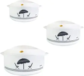 Super3 Houseware Pvt.ltd Chef Super 3 Pcs Insulated Hot Pot Casserole Gift Set 2500ml 850ml 1500ml Whi