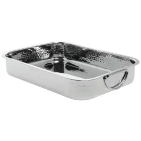 Ds-39136a Hubert Roasting Pan With Stainless Steel Hammered Finish- 15 3/4 Inch L X 10 13/16 W