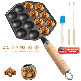 Hh-jp141749 Huhou Japanese Takoyaki Ball Non-stick Pan Cast Iron Octopus Maker Skillet Griddle
