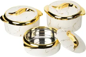 Hywisnok 800689639252 Deluxe 3pc Insulated Casserole Set With Lid Stainless Steel Container
