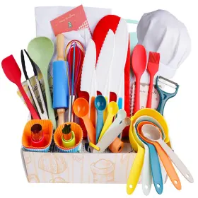 Ielek B0cj7rl2hj Kids Cooking Set Real Baking Utensils Kitchen Tool Guide For Chef
