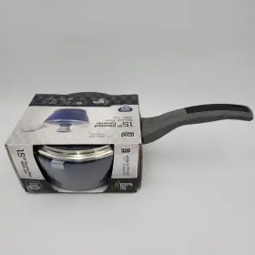 Iko 814805025065 1.5 Quart Diamond Ceramic Sauce Pan With Lid Blue Gray New
