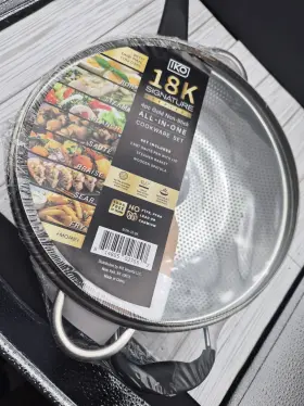 Iko 814805027557 18k Signature Series 3.5 Quart Saut Pan With Lid Steam Basket Spatula Set New