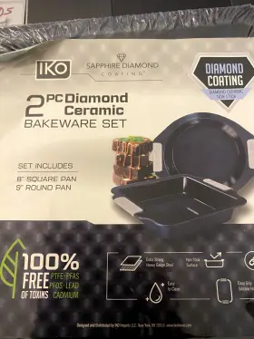 Dit03-50-bl Iko Sapphire Diamond Ceramic Non-stick 4 Pc Bakeware Set Cookie Sheets And Pans