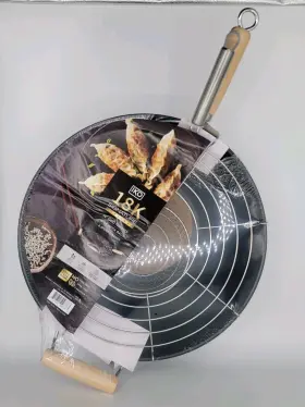 Giwai-35-bk Iko 18k Signature Series Large 14 Inch Gold Nonstick Wok With Rack Strainer Toxin Free