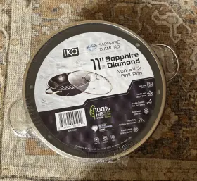 Diga1-28-bl Iko Imports 11 Inch Nonstick Grill Pan With Lid Round Sapphire Diamond New