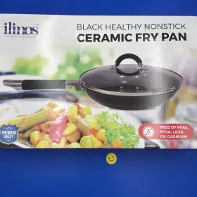 14217946 Ilinos 10 Inch Ceramic Non-stick Frying Pan Black