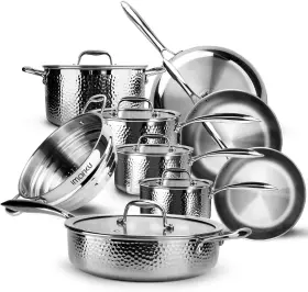 I-ps0198 Imarku Pots And Pans Set 14pcs Kitchen Cookware Sets Tri-ply Clad Stainless Ste