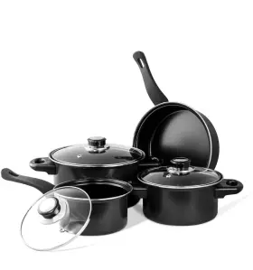 Mw3506 Imperial Home Nonstick Carbon Steel 7 Pcs. Cookware Set Dutch Oven Fry Pan Sauce - Black