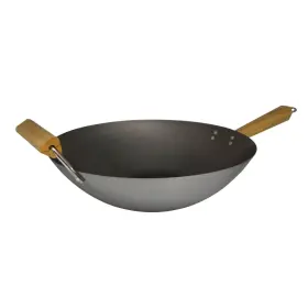Imusa 094046100183 14in Carbon Steel Wok With Wood Handles