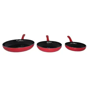 Imusa 094046250802 3 Piece Nonstick Aluminum Fry Pan Set Red