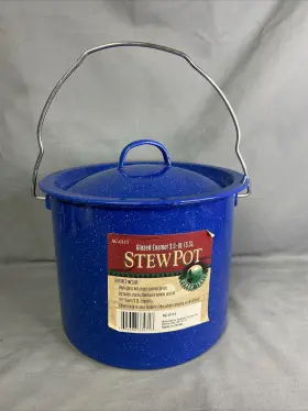 Imusa 094046626102 3.5 Quart Blue Speckled Enamel Stock Pot With Lid