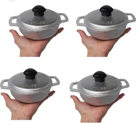 Imusa 094046805002 4 Piece 0.5 Quart Traditional Colombian Mini Dutch Oven For Cooking Silver
