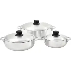 Imusa 094046892286 3 Piece Natural Aluminum Caldero Set 1.6/3.2/4.6 Quart Silver
